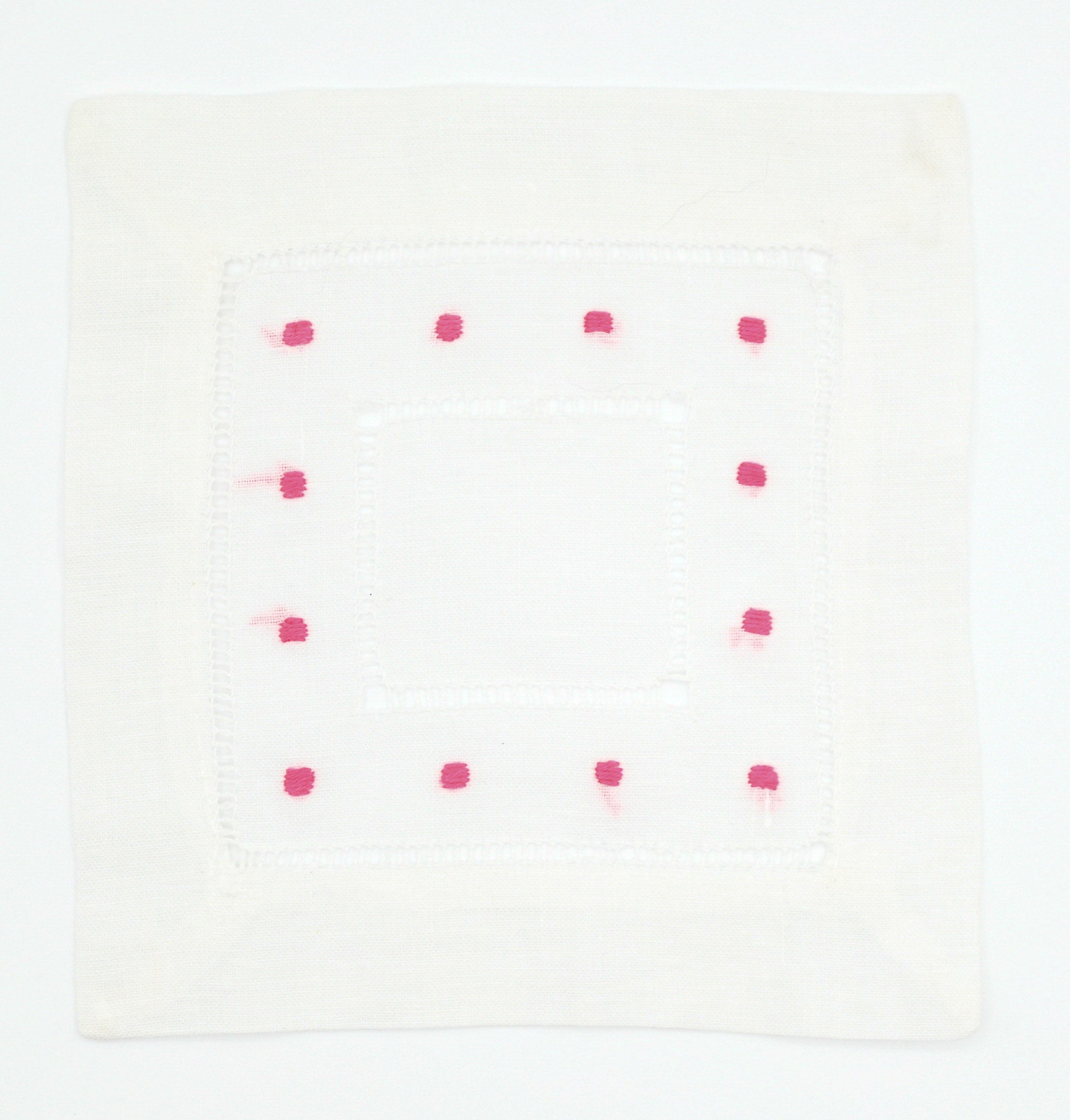Hemstitch and Contrasting Dot Cocktail Napkins
