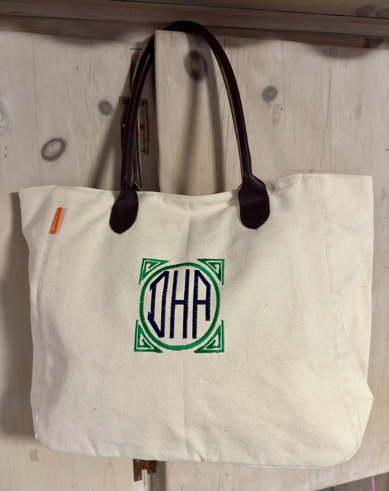 Canvas and Leather Handbag Tote