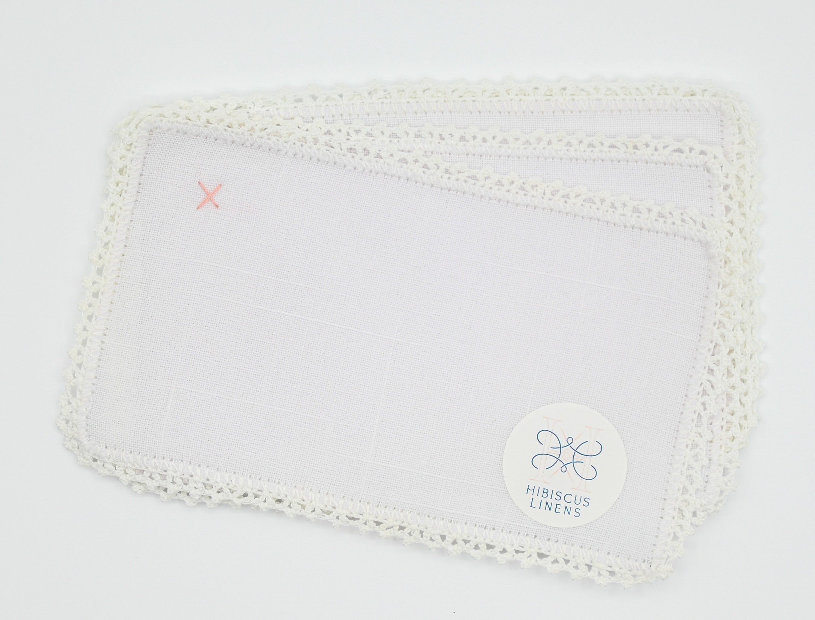 Hibiscus Linen Cocktail Napkins Simple Crochet Edge