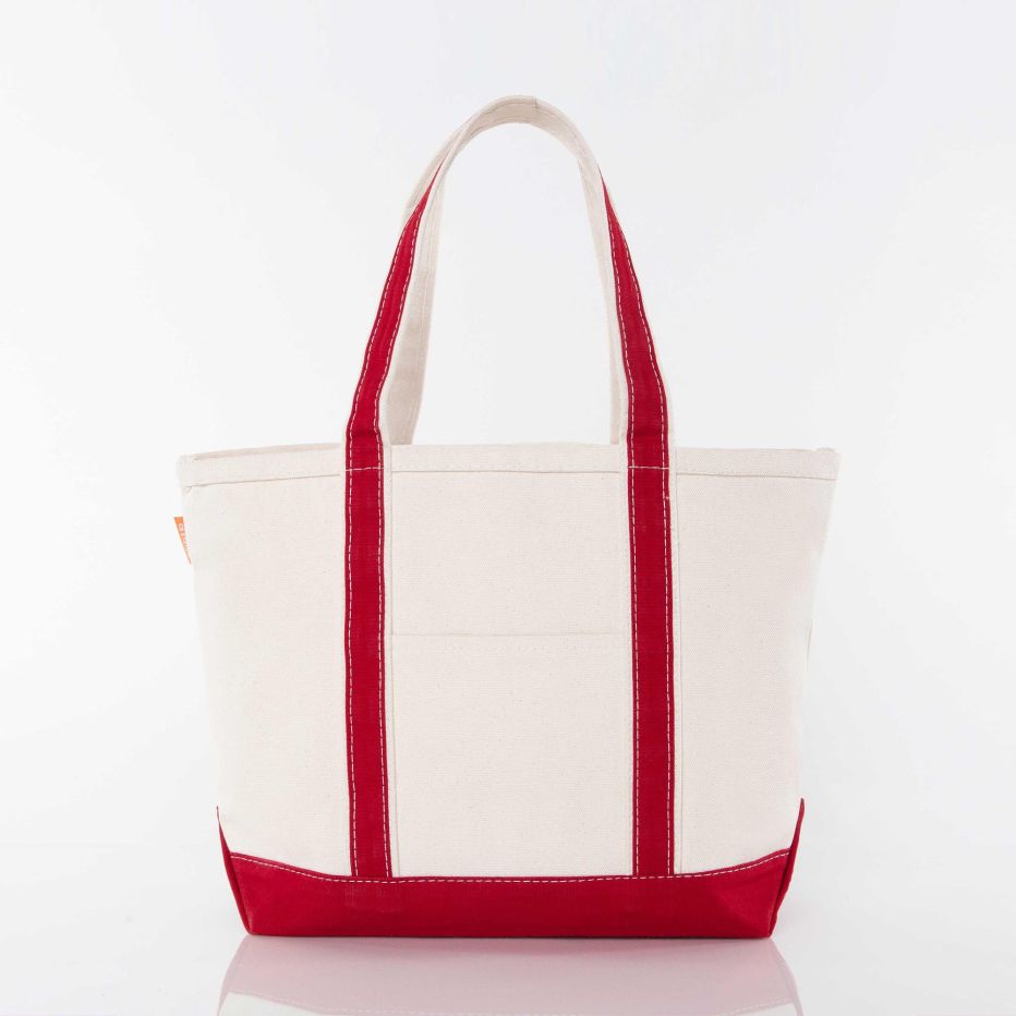 Canvas Yacht Tote - Med Zippered Top