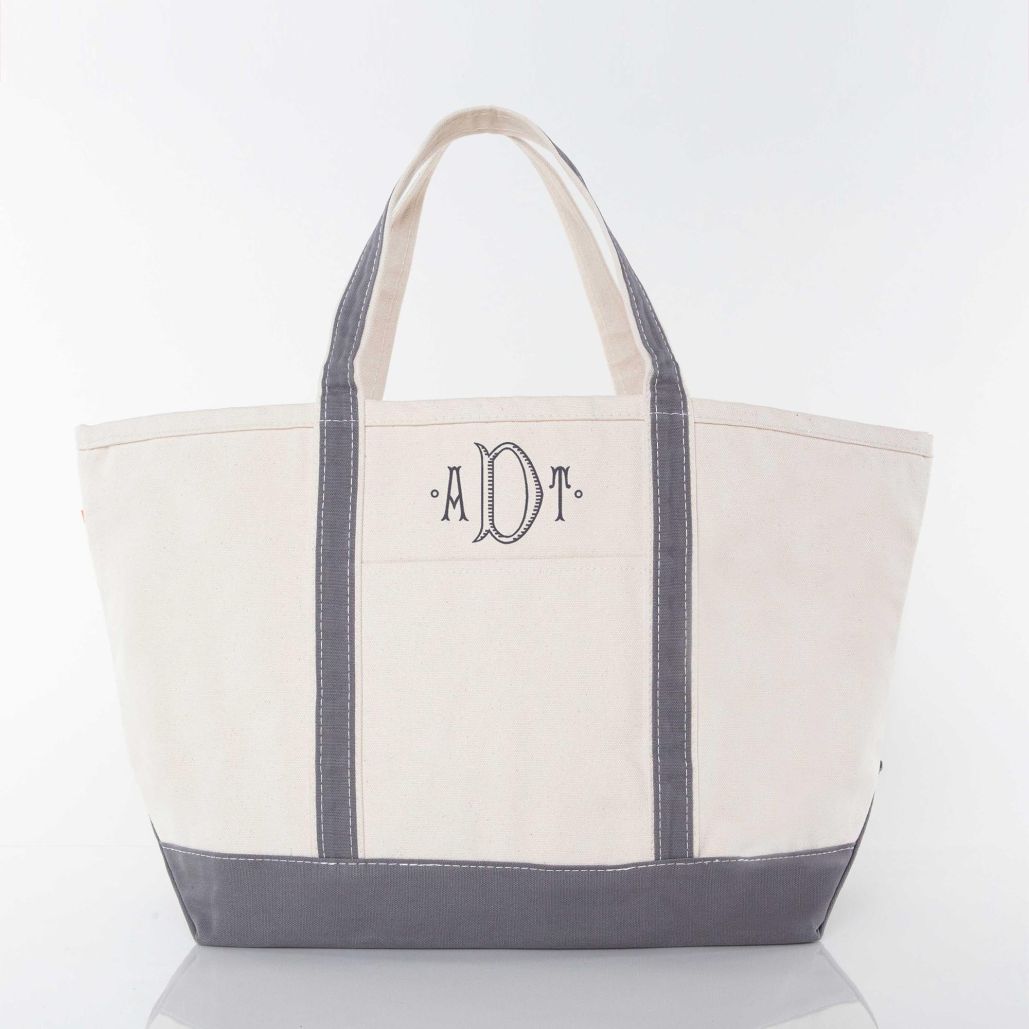 Canvas Boat Tote - Large Zippered Top