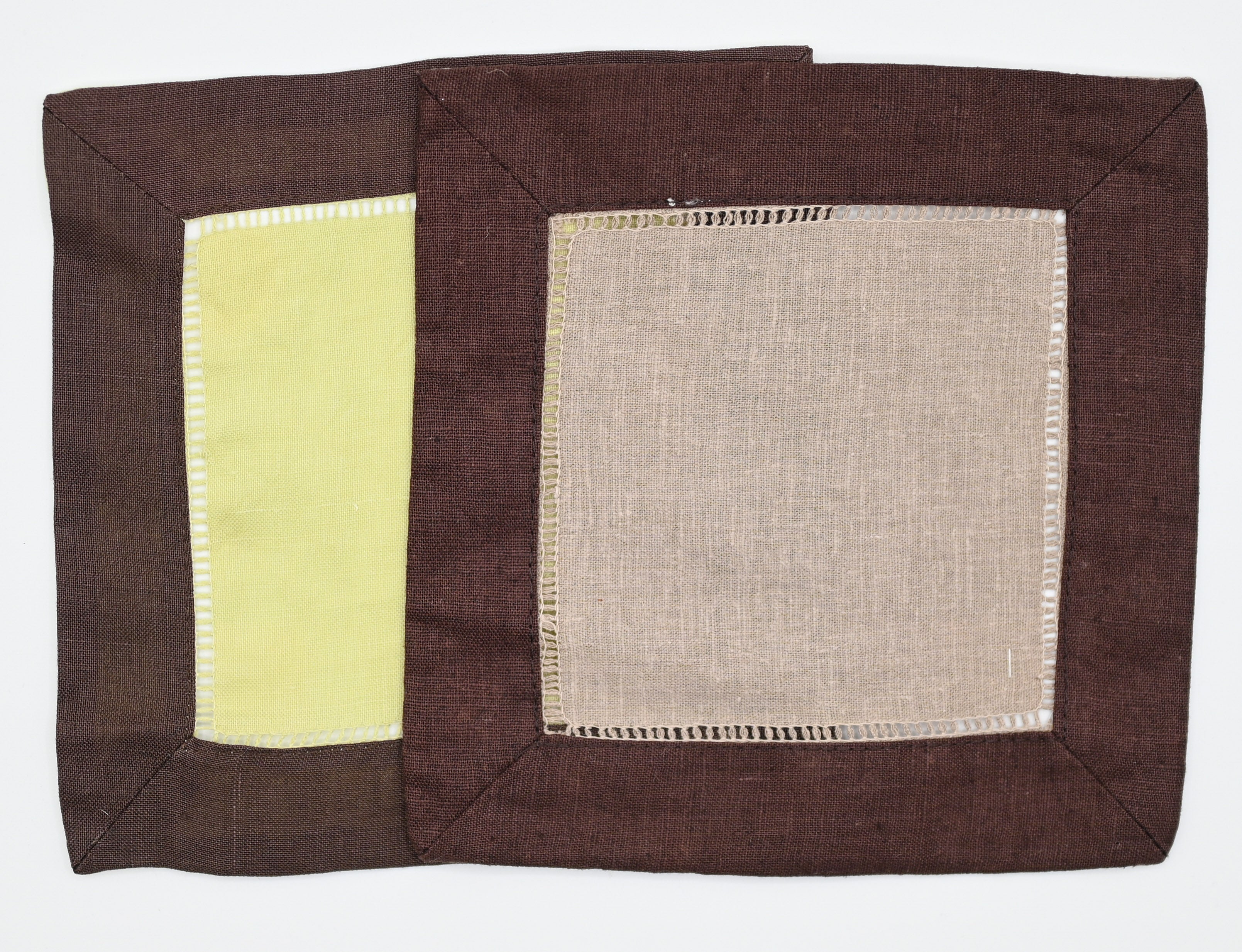 2 Tone Cocktail Napkins w/ Brown Border