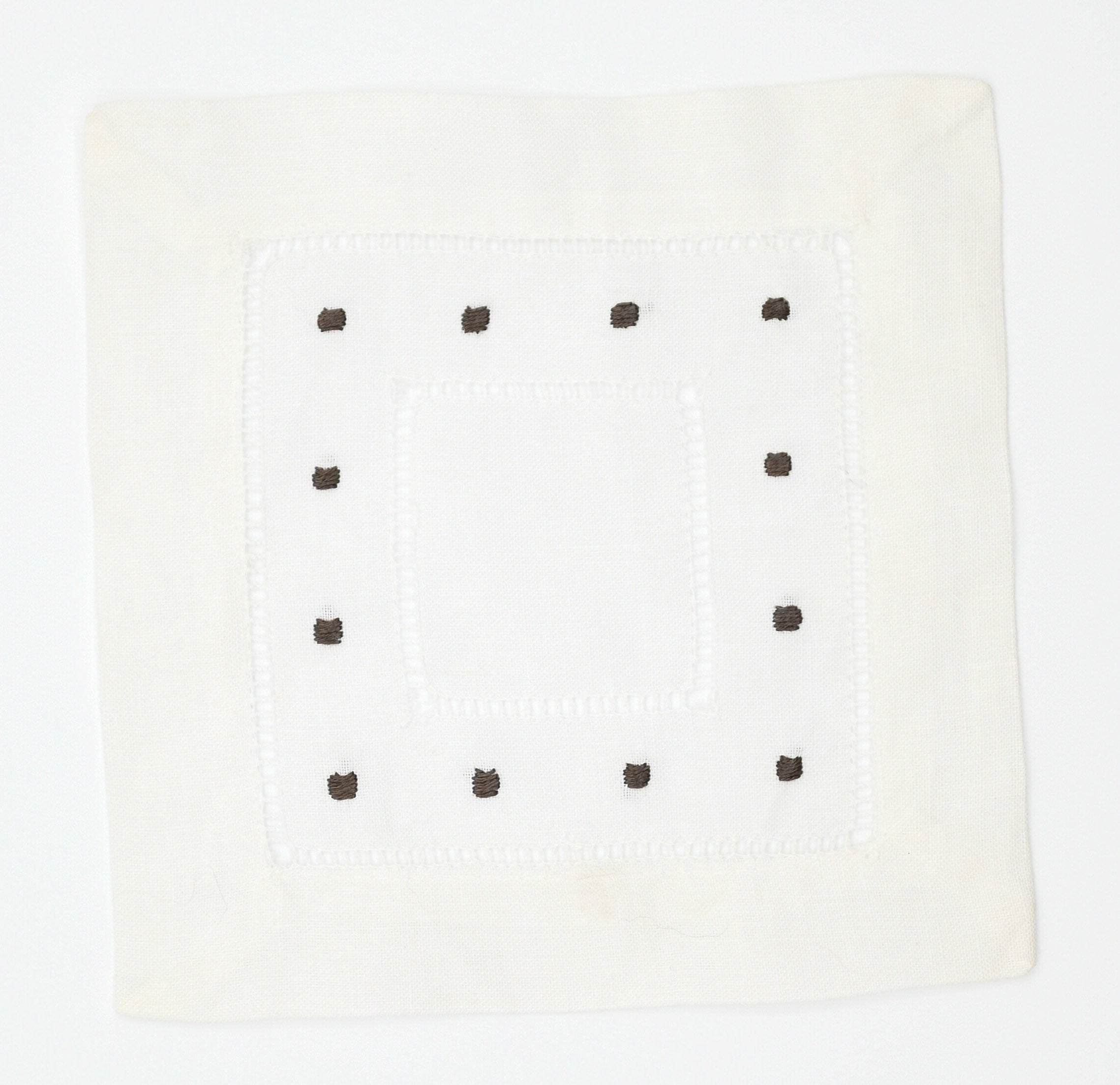 Hemstitch and Contrasting Dot Cocktail Napkins