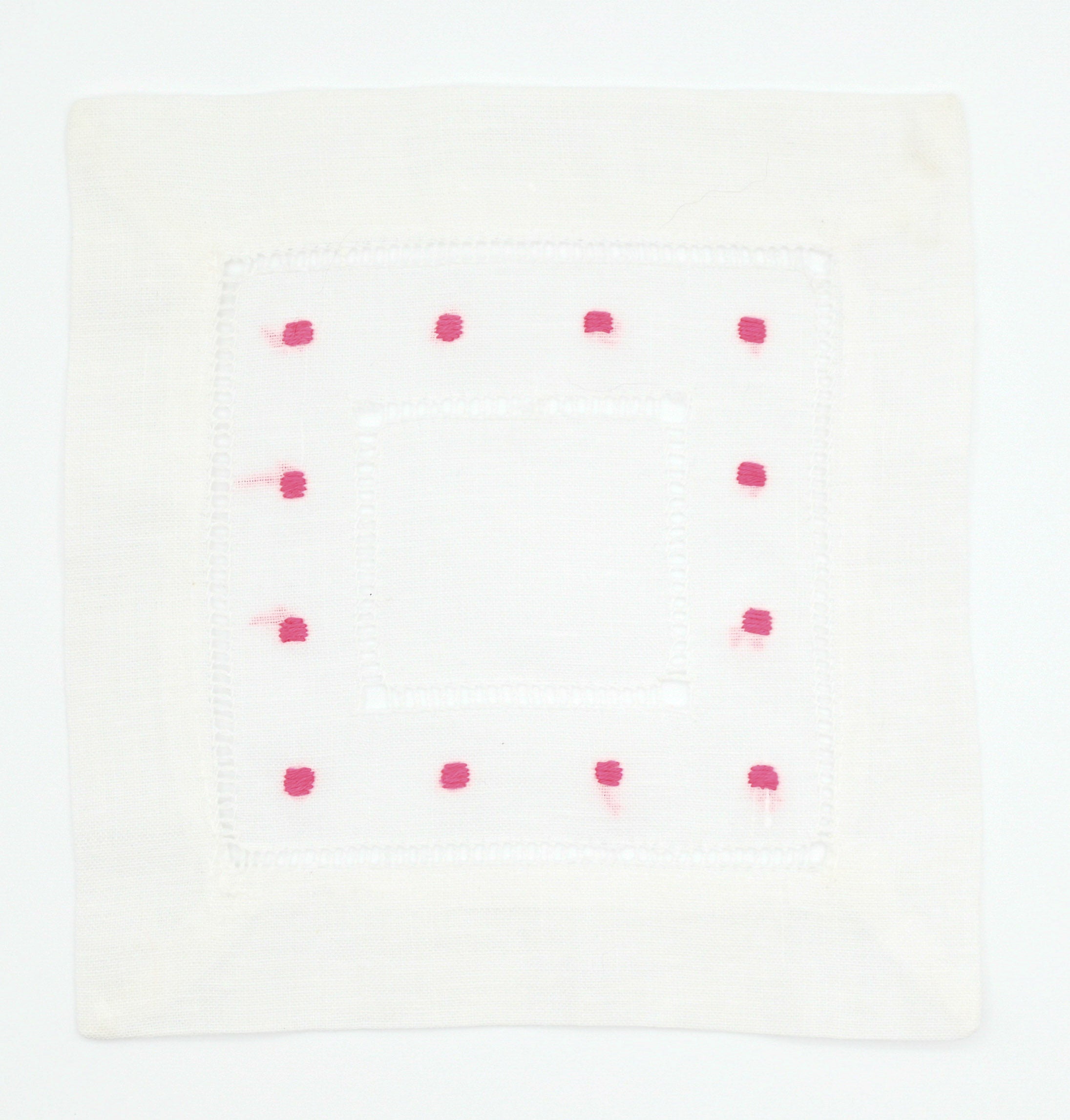 Hemstitch and Contrasting Dot Cocktail Napkins