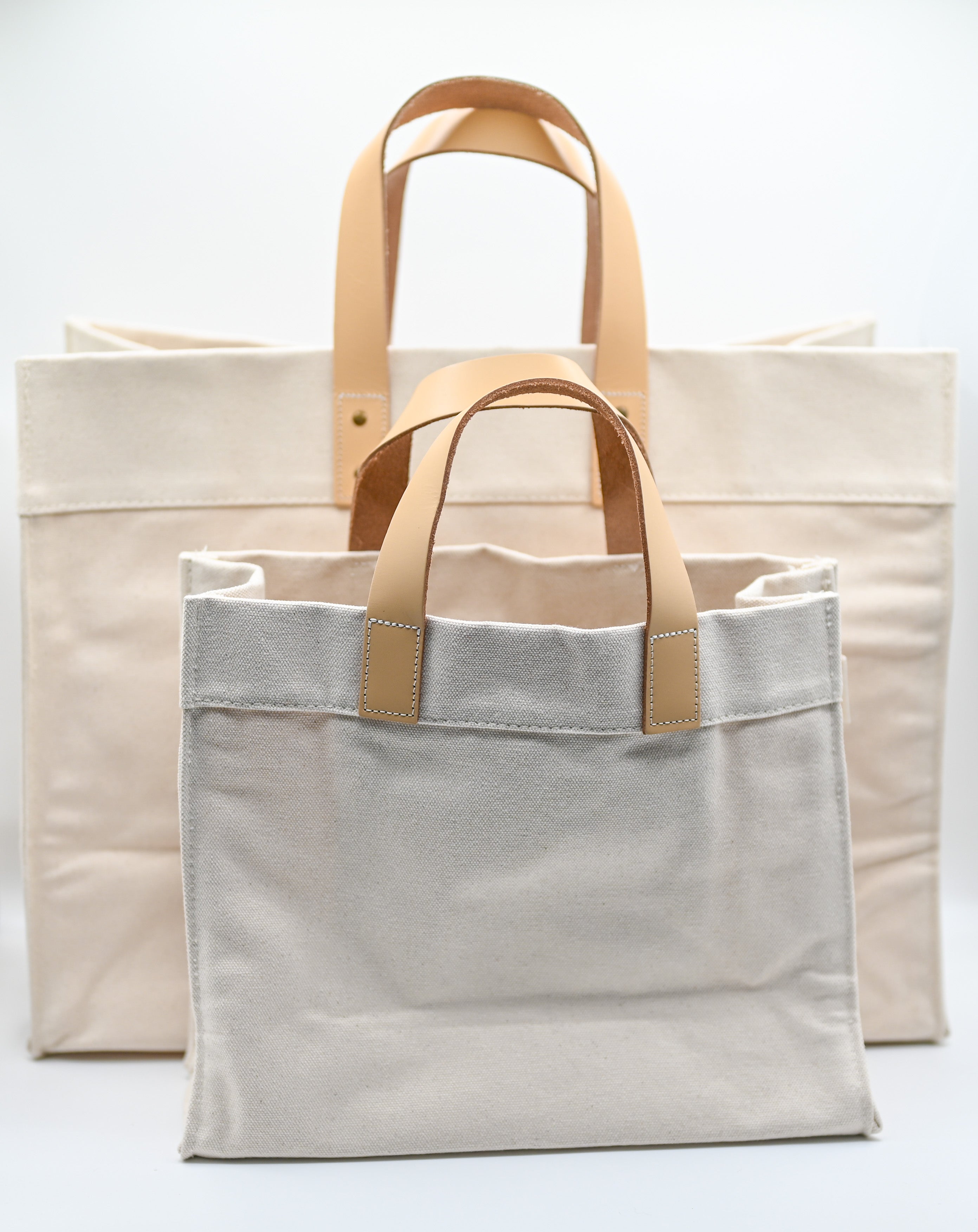 Canvas tote w/ leather handles - small