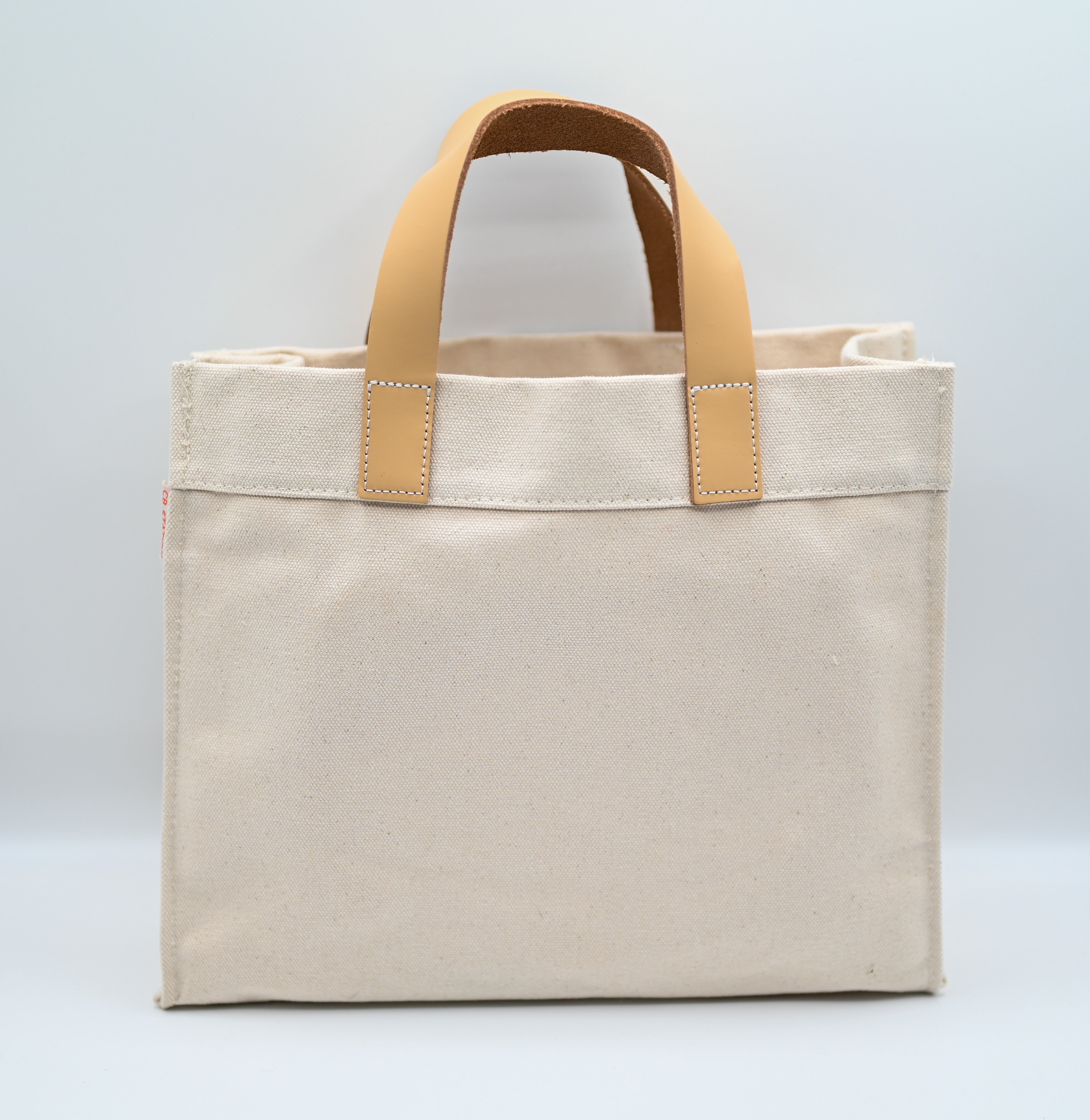 Canvas tote w/ leather handles - small