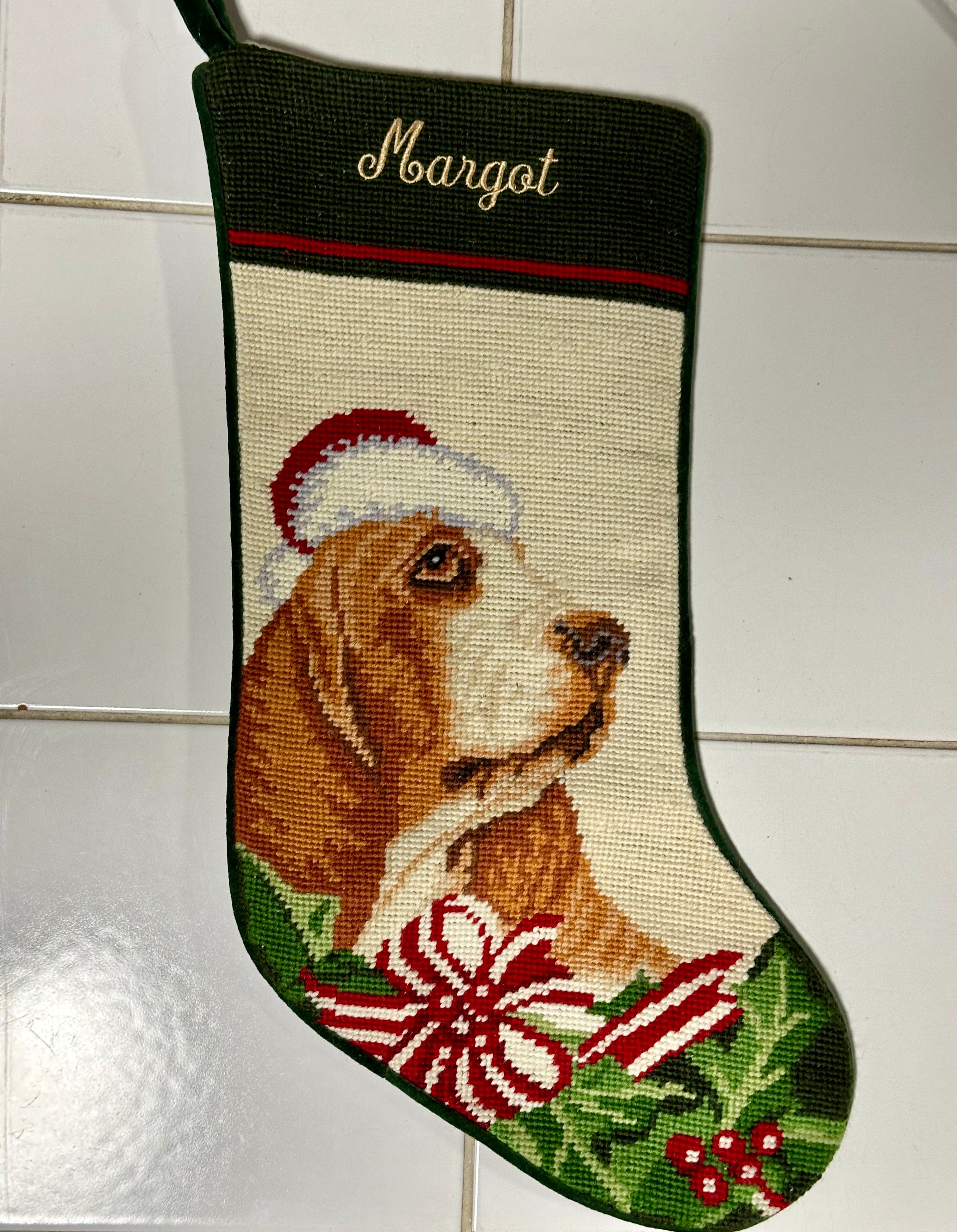 Bassett Hound Needlepoint Stocking