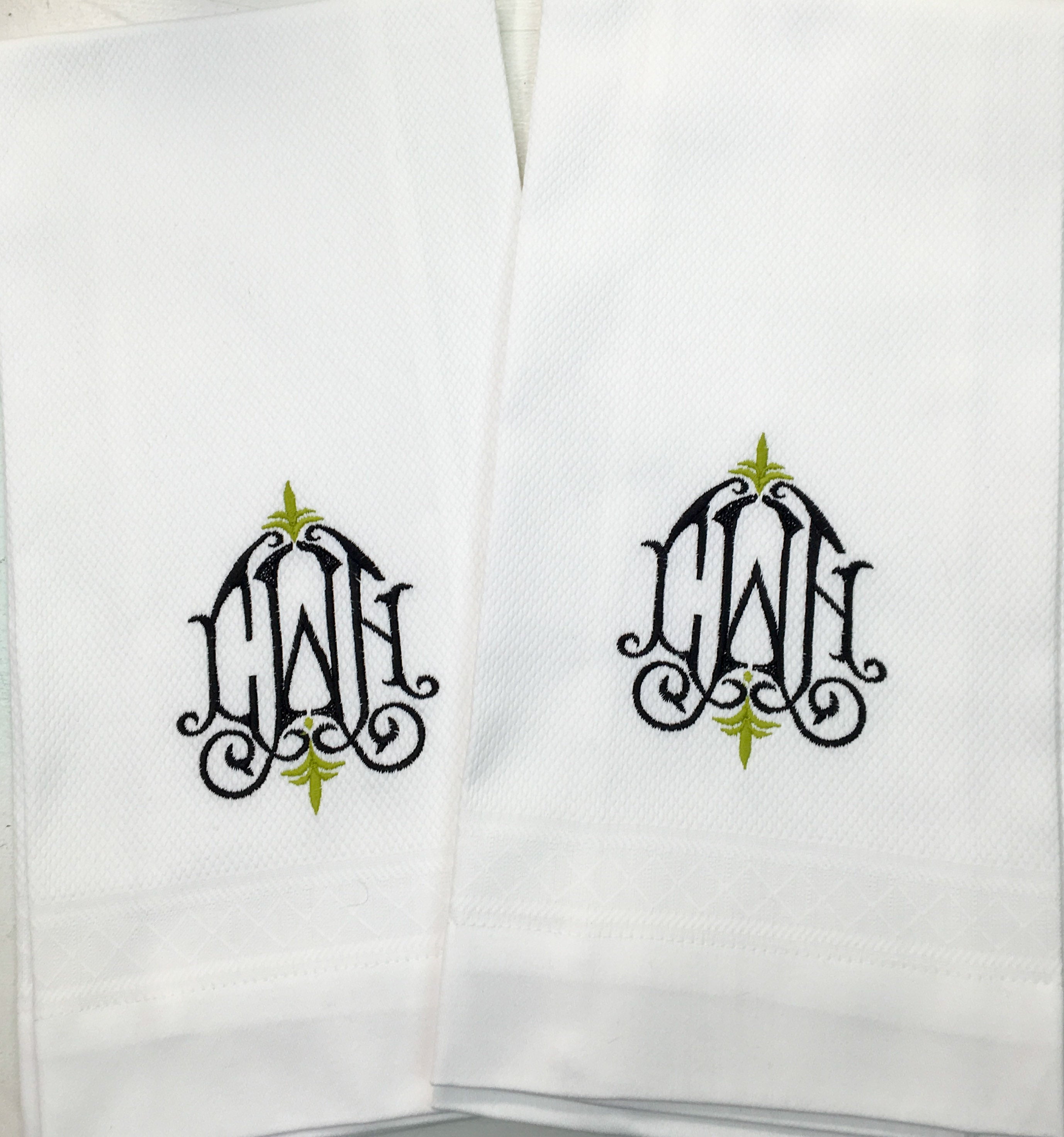 White Linen w/ row of diamond motif