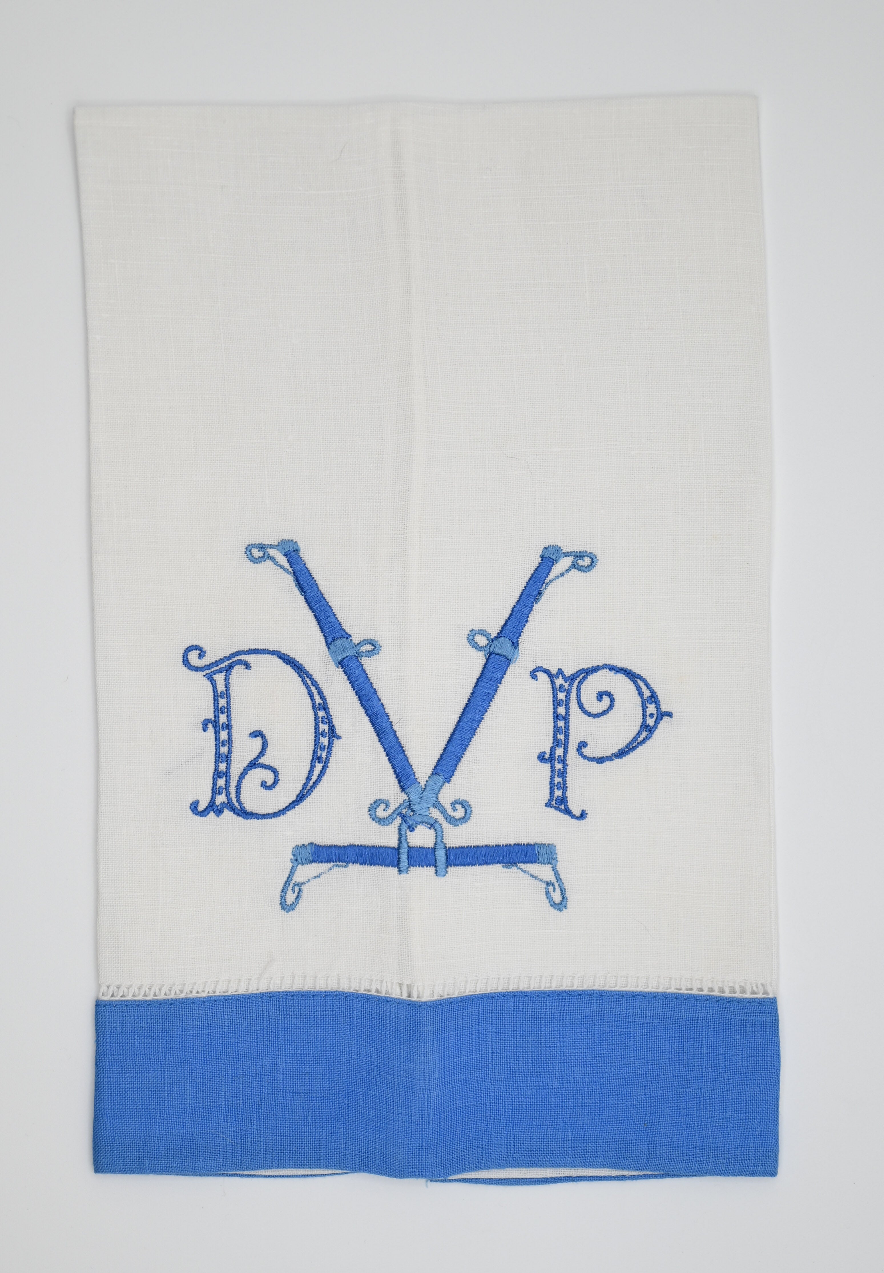 White Linen Handtowel w/ Contrasting Border