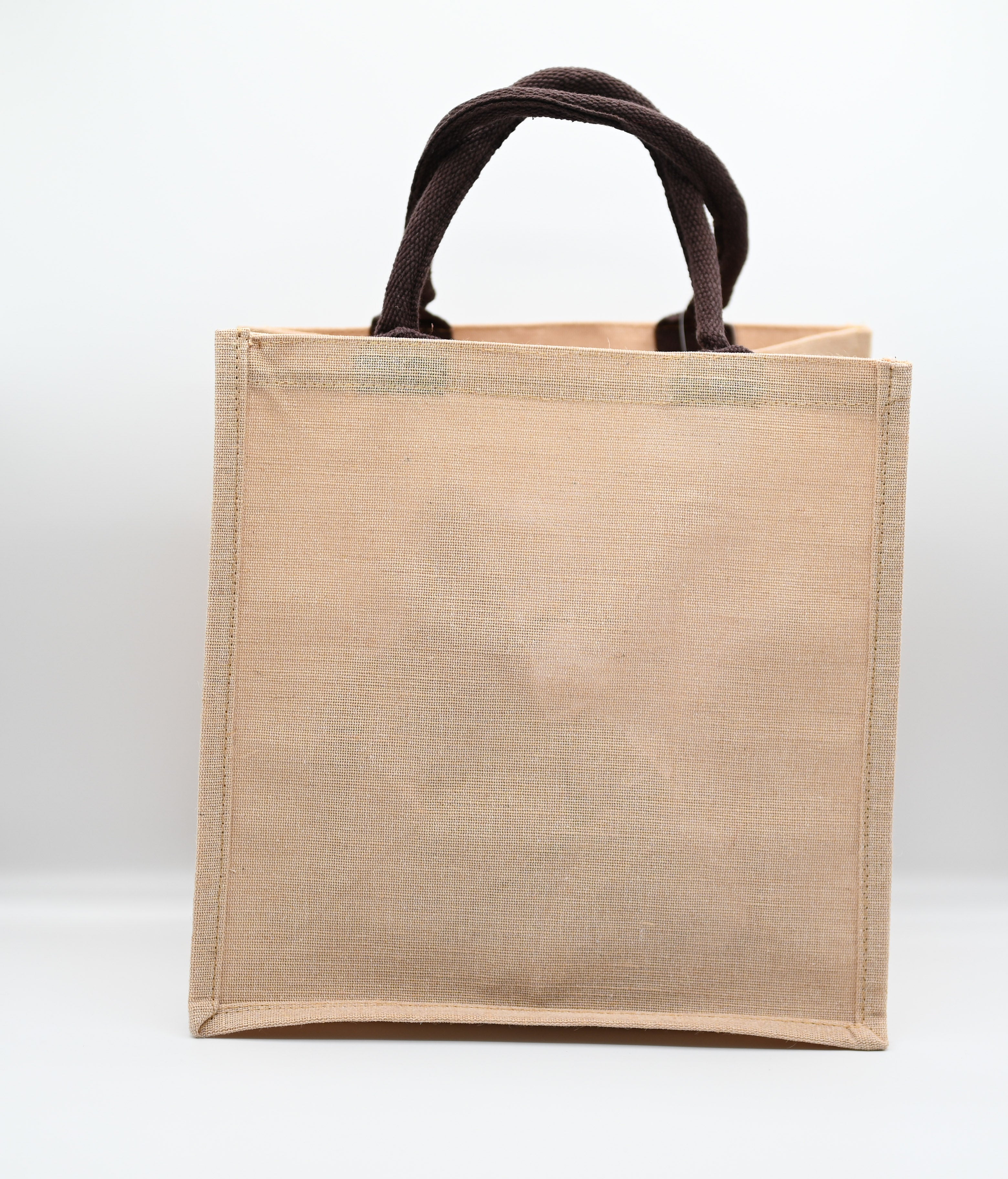 Jute tote w/ fabric handles