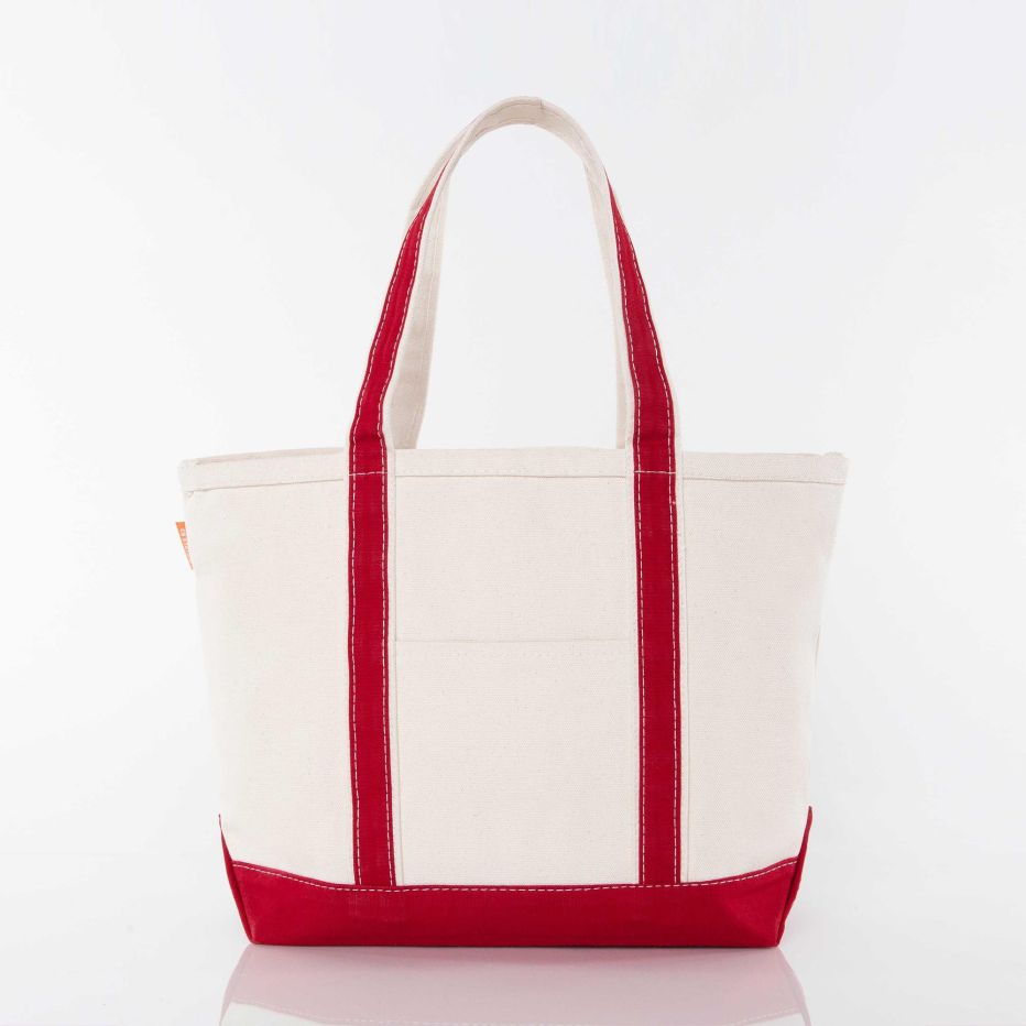 Canvas Boat Tote - Med Zippered Top