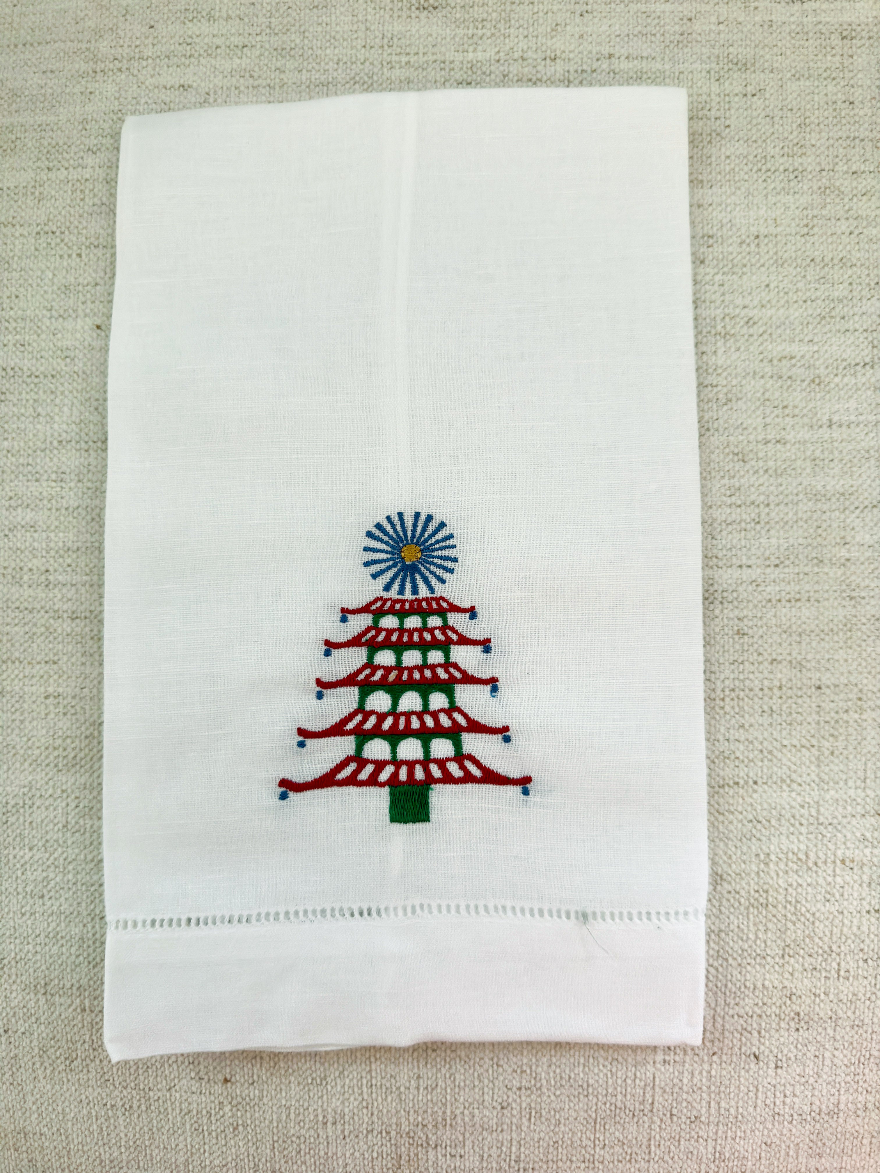 Pagoda Christmas Tree Guest Towel