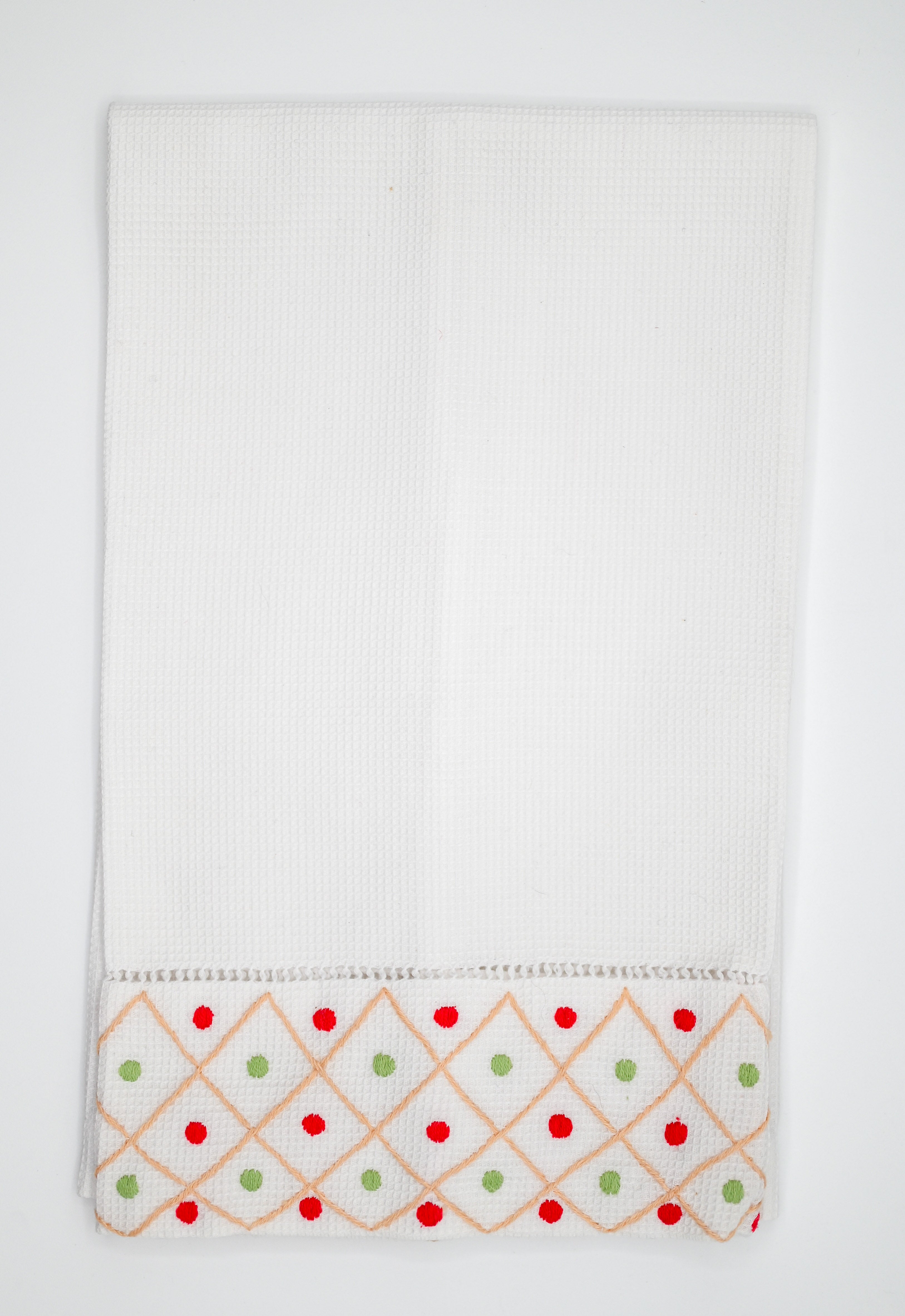 Red & Green Dot Pique Handtowel