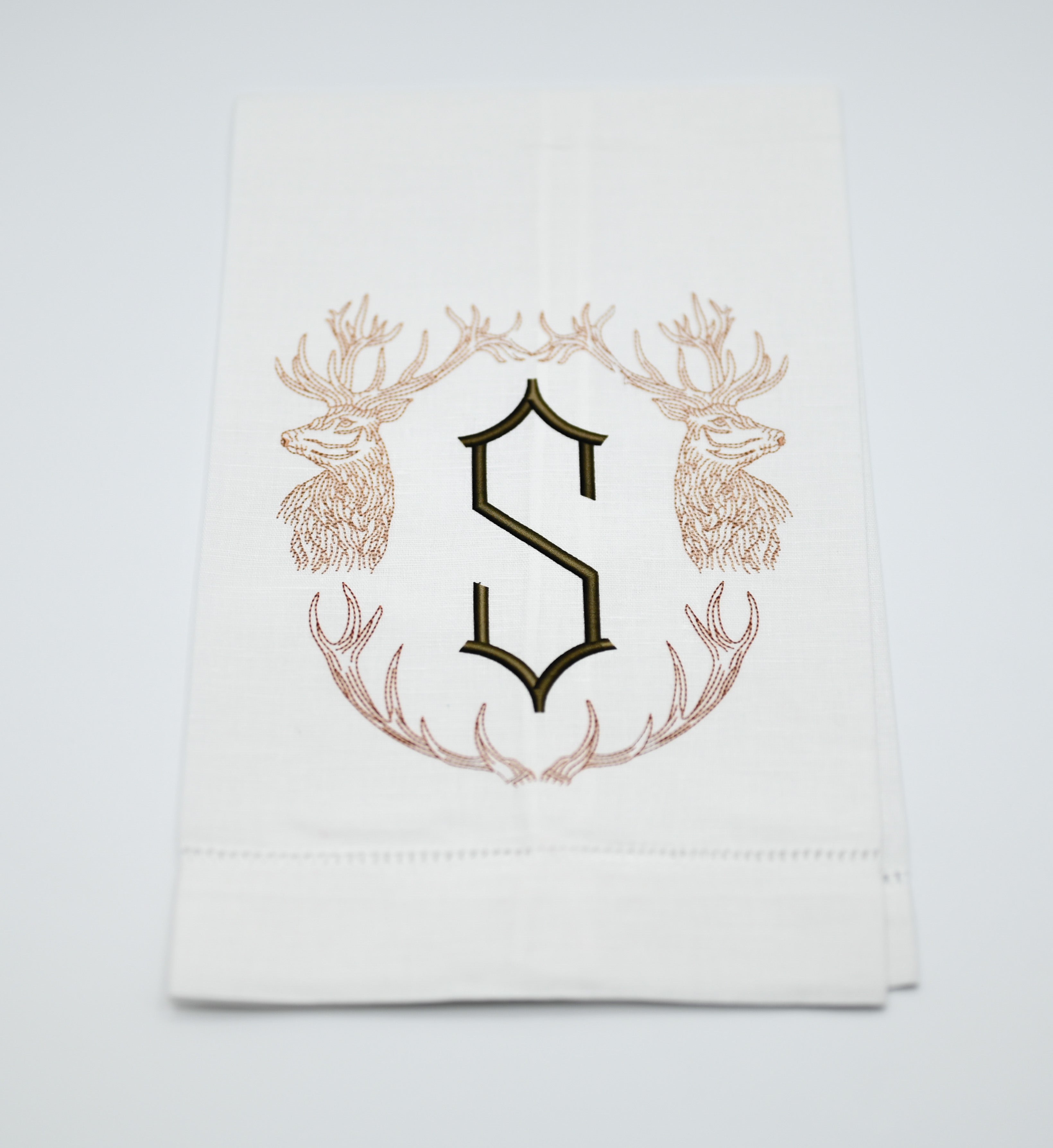 Initial Deer & Antler Bespoke Printed Guest Towel