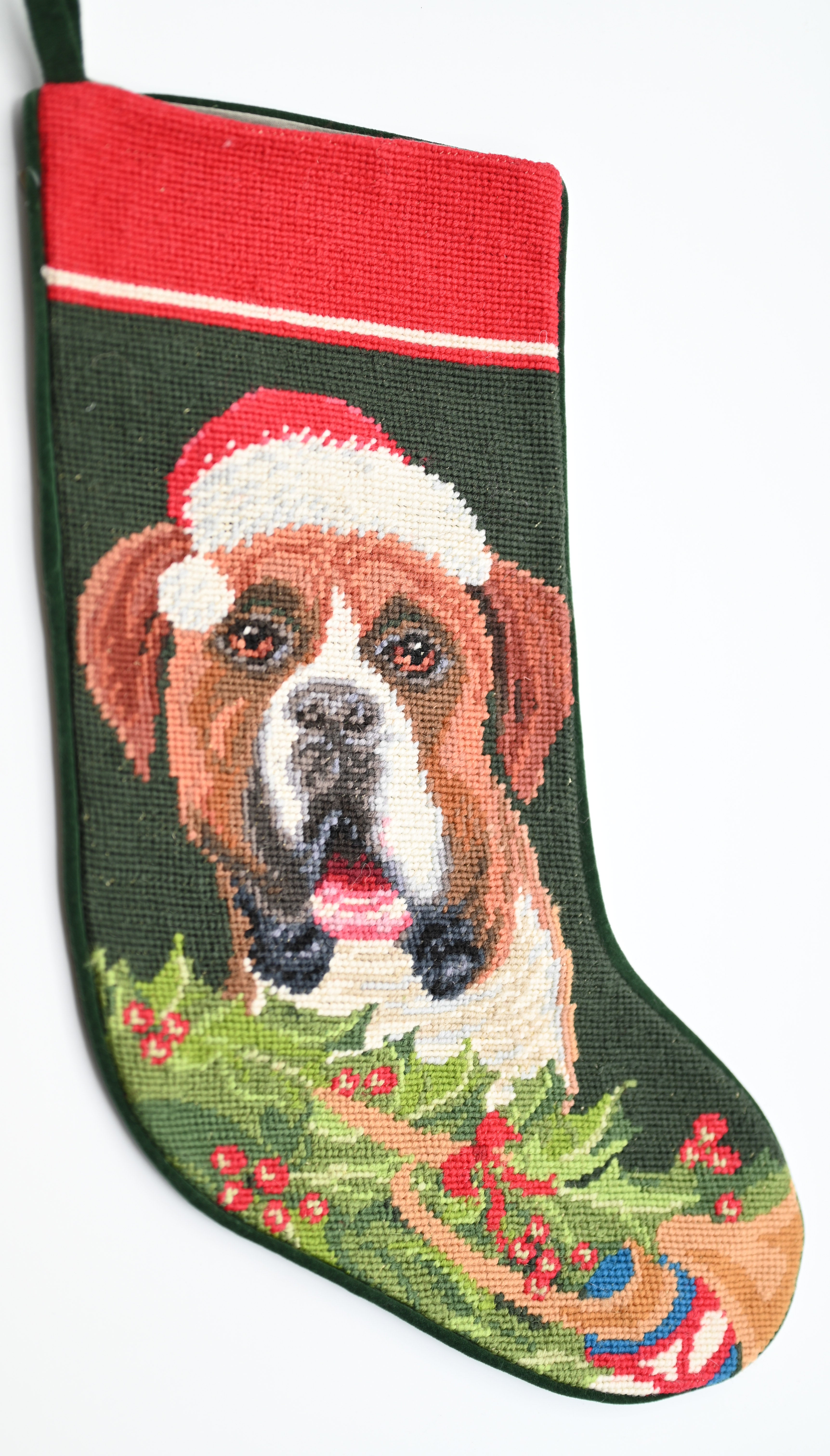 Boxer Needlepoint Stocking