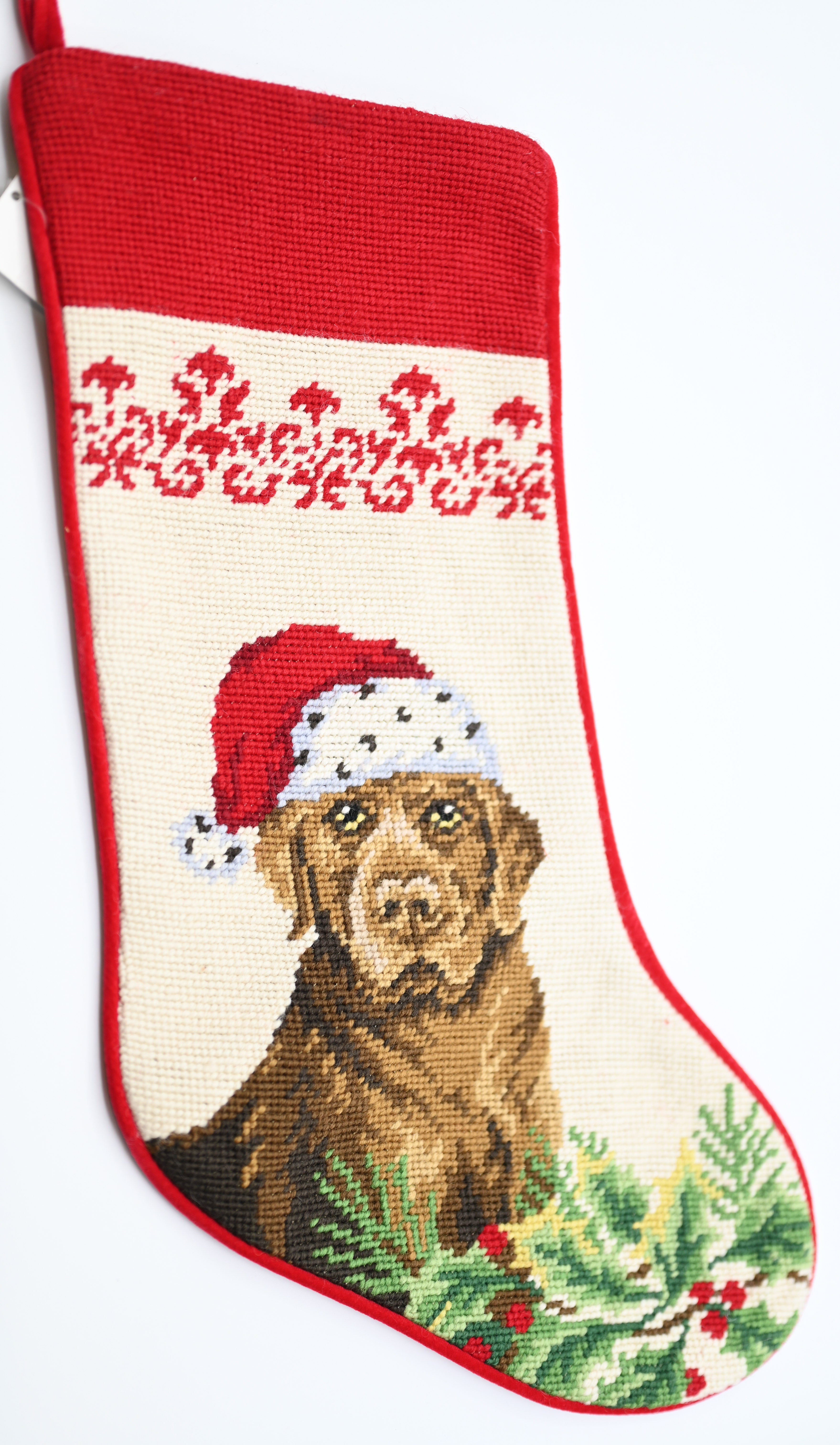 Chocolate Lab  Needlepoint Stocking