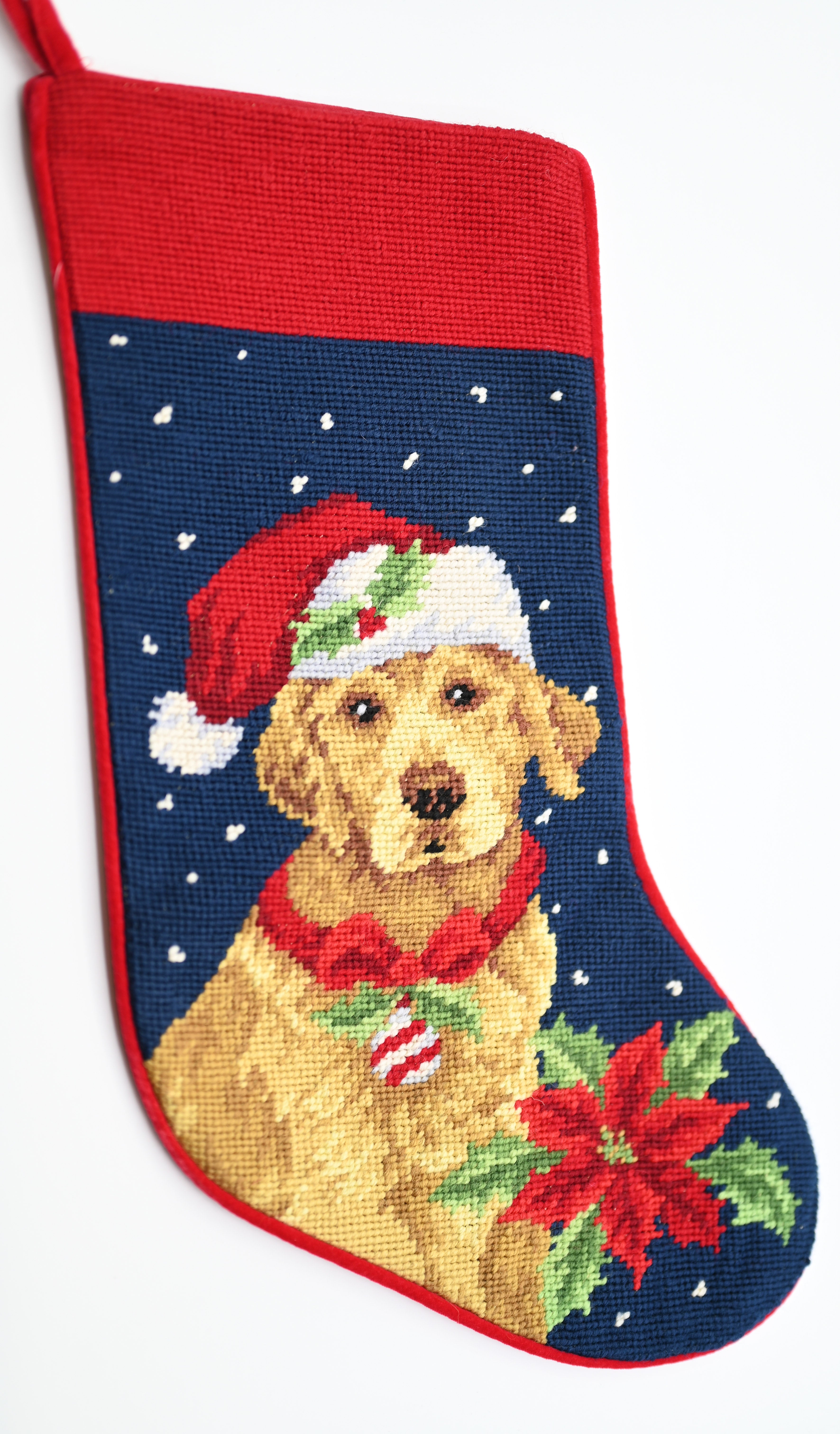 Golden Retriever Needlepoint Stocking