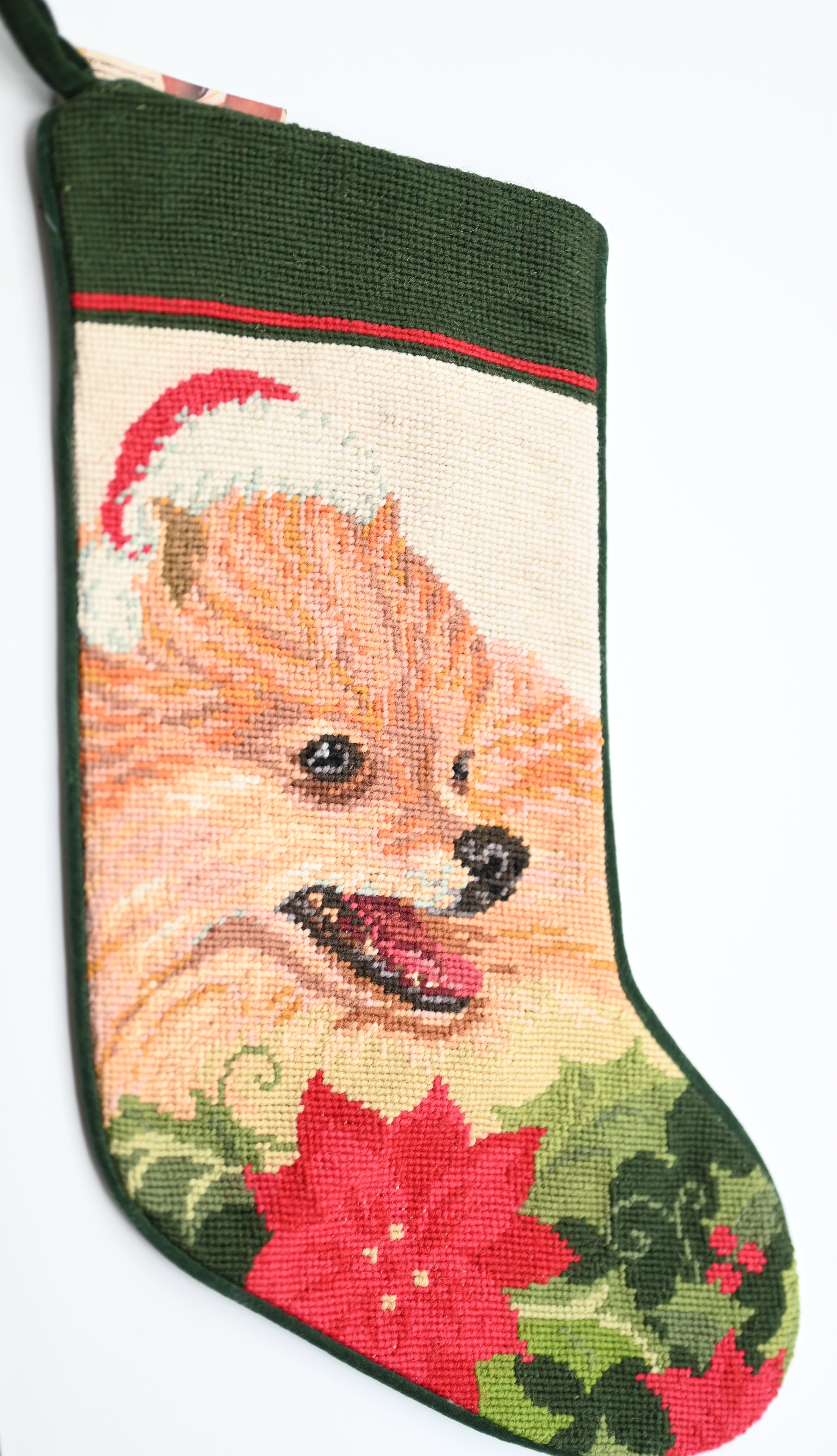 Pomeranian Needlepoint Stocking