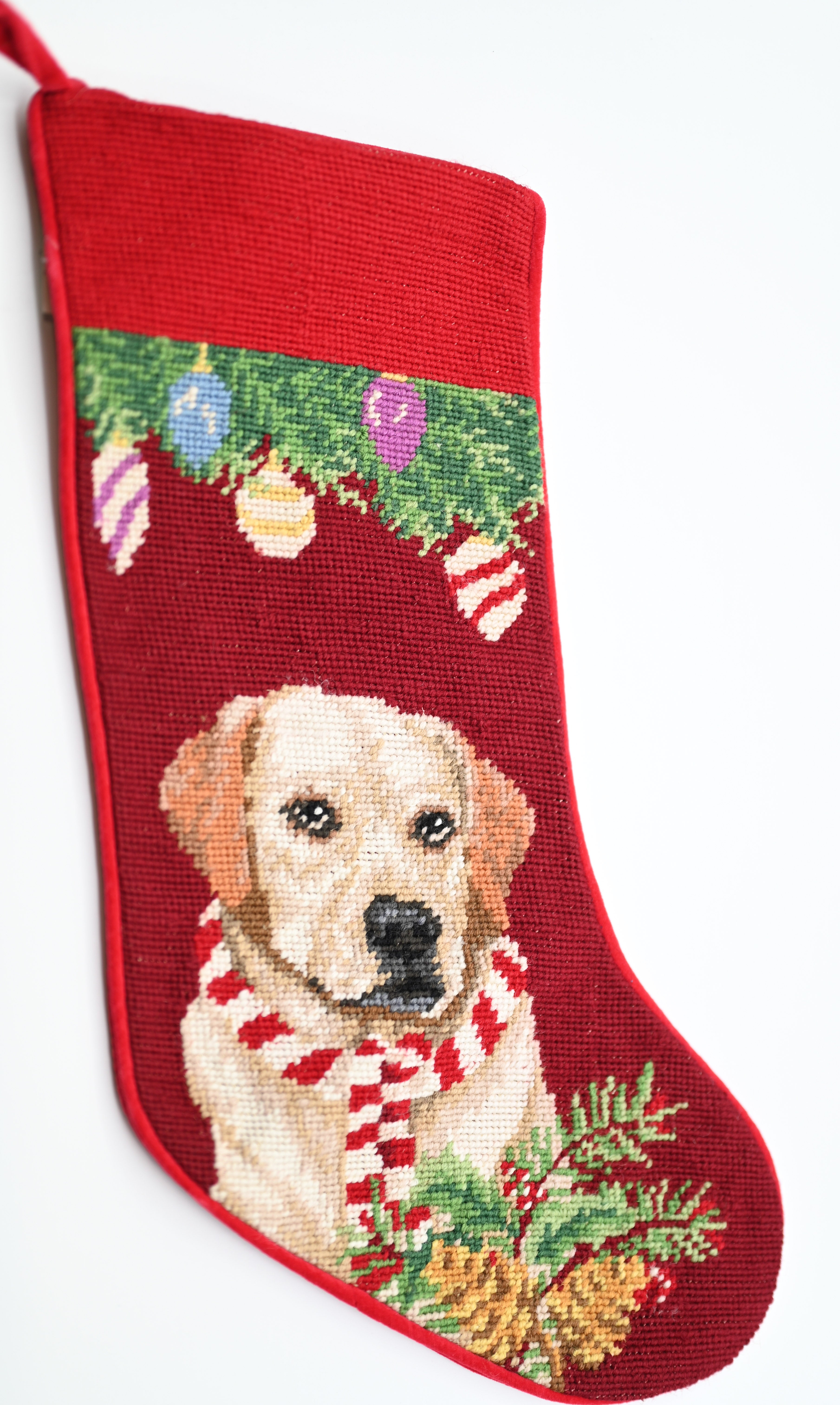 Yellow Lab Needlepoint Stocking