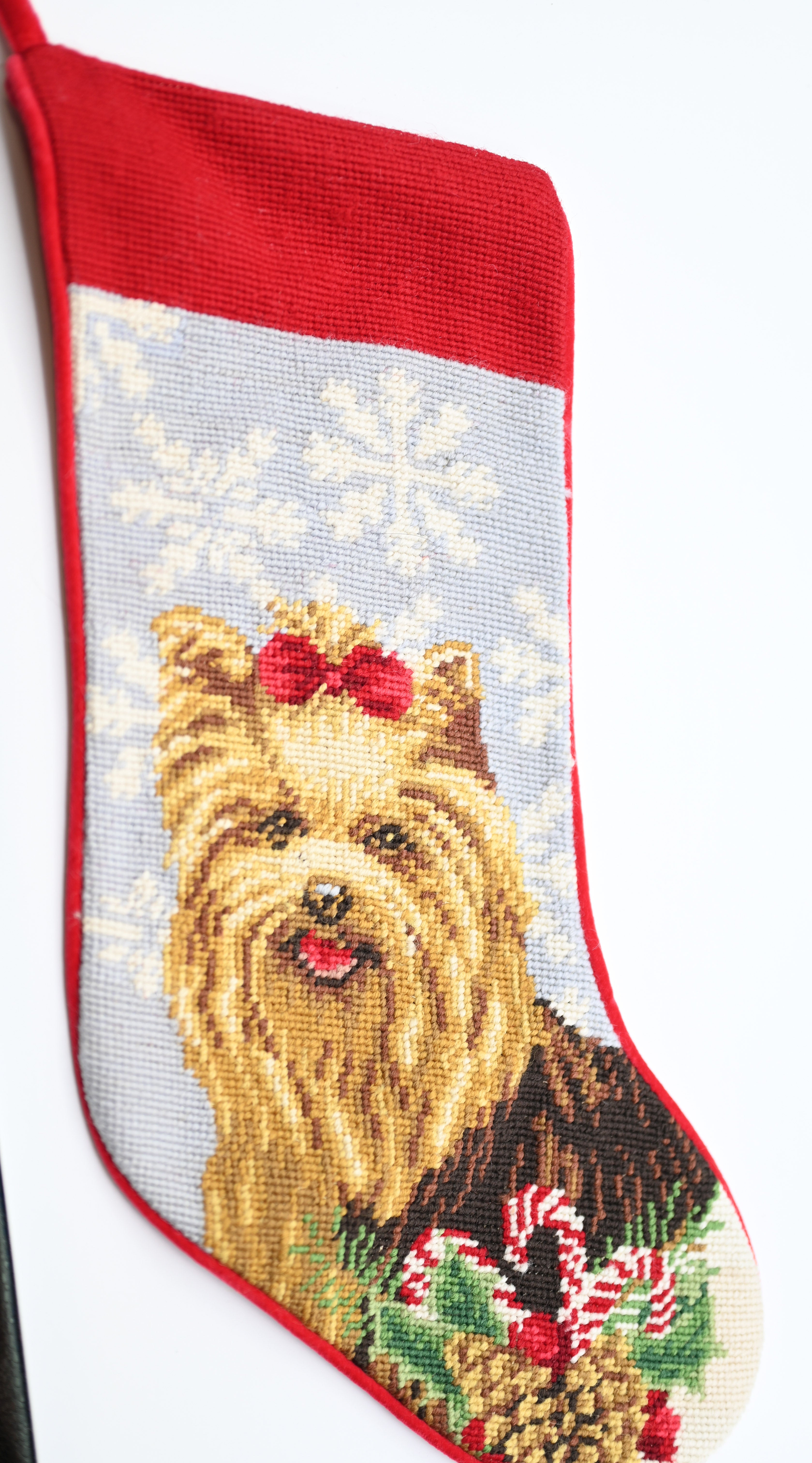 Yorkie Needlepoint Stocking