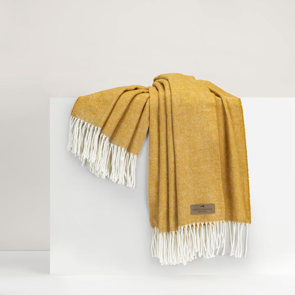 Ochre Herringbone Throw