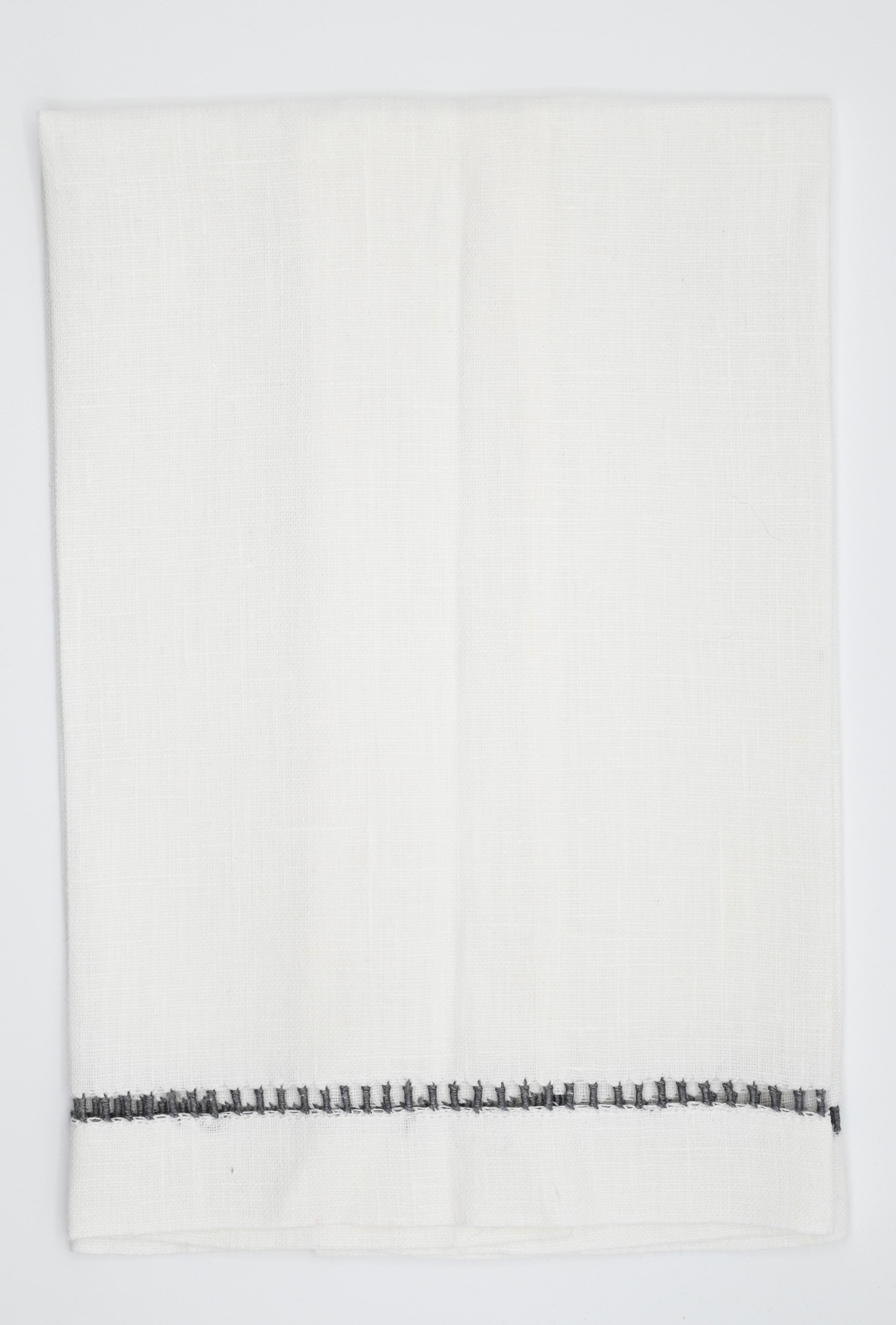 Linen Hand Towel w/ Contrasting Hemstitch