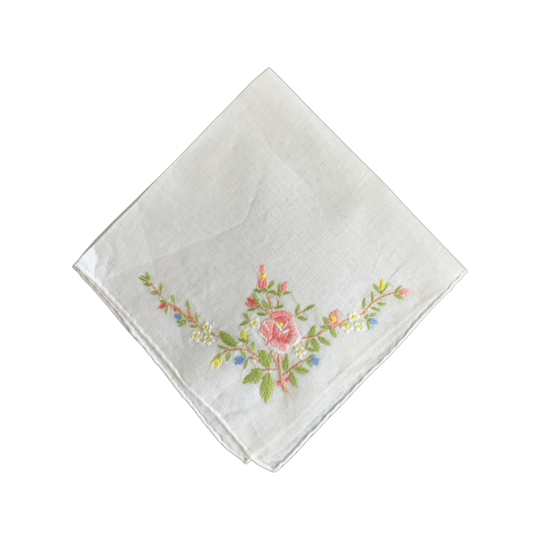 Ladies Hankie w/ Multi-color Flowers